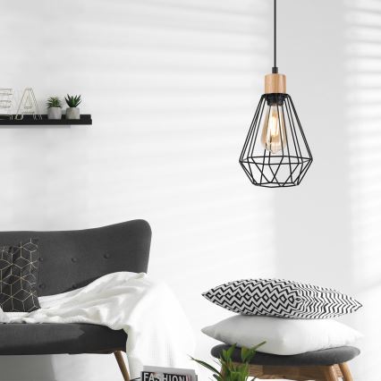 Brilagi - Lustra ar auklu WOODY BASKET 1xE27/60W/230V ozols