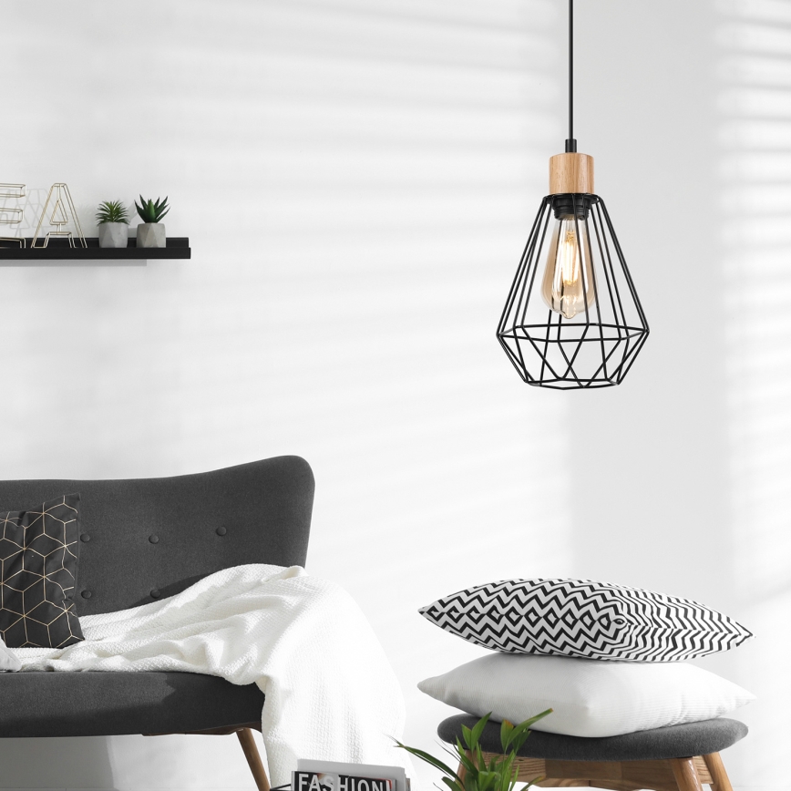 Brilagi - Lustra ar auklu WOODY BASKET 1xE27/60W/230V ozols