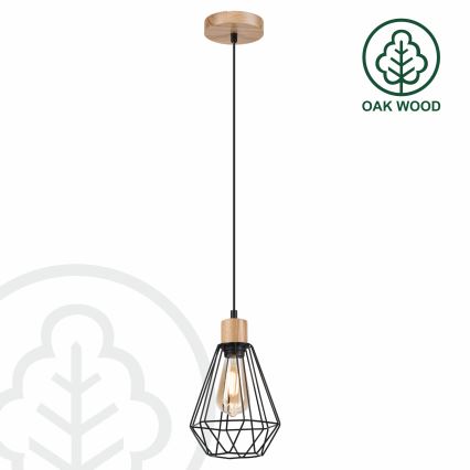 Brilagi - Lustra ar auklu WOODY BASKET 1xE27/60W/230V ozols