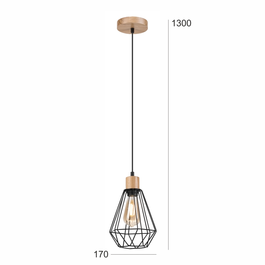 Brilagi - Lustra ar auklu WOODY BASKET 1xE27/60W/230V ozols