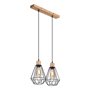 Brilagi - Lustra ar auklu WOODY BASKET 2xE27/60W/230V ozols