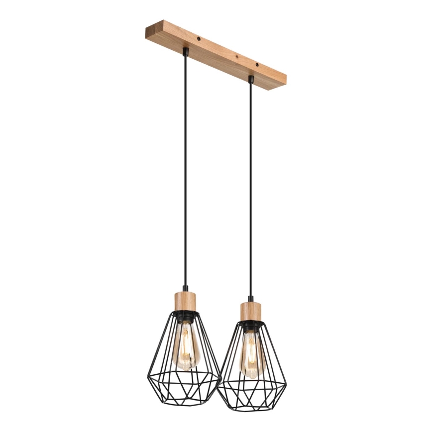 Brilagi - Lustra ar auklu WOODY BASKET 2xE27/60W/230V ozols