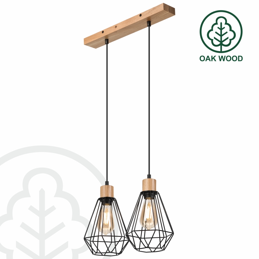 Brilagi - Lustra ar auklu WOODY BASKET 2xE27/60W/230V ozols