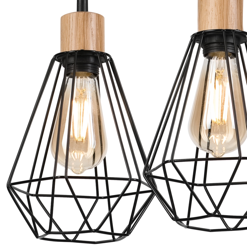 Brilagi - Lustra ar auklu WOODY BASKET 2xE27/60W/230V ozols