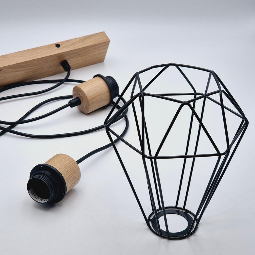 Brilagi - Lustra ar auklu WOODY BASKET 2xE27/60W/230V ozols
