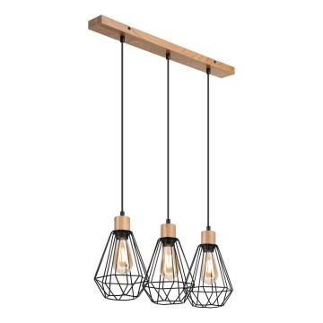 Brilagi - Lustra ar auklu WOODY BASKET 3xE27/60W/230V ozols