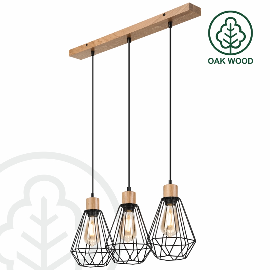 Brilagi - Lustra ar auklu WOODY BASKET 3xE27/60W/230V ozols
