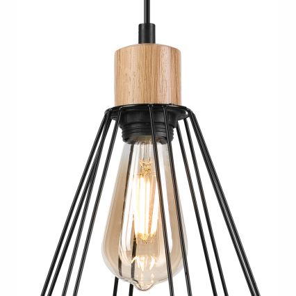 Brilagi - Lustra ar auklu WOODY BASKET 3xE27/60W/230V ozols