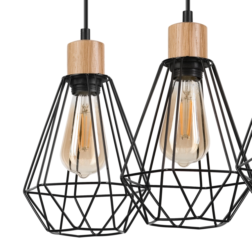 Brilagi - Lustra ar auklu WOODY BASKET 3xE27/60W/230V ozols