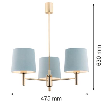 BRILAGI - lustra ar kātu MONTE 3xE27/60W/230V zila/zelta