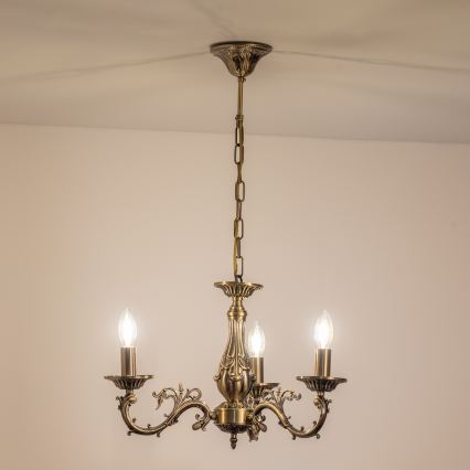 BRILAGI - Lustra ar ķēdi CLASSIC 3xE14/10W/230V, misiņš