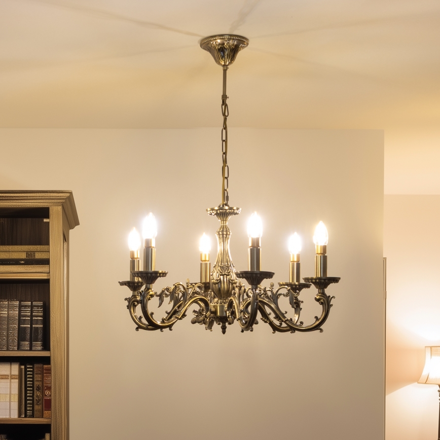 Brilagi - Lustra ar ķēdi CLASSIC 6xE14/60W/230V misiņš