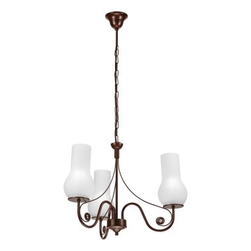 Brilagi - Lustra ar ķēdi COTTAGE 3xE14/40W/230V brūna/balta