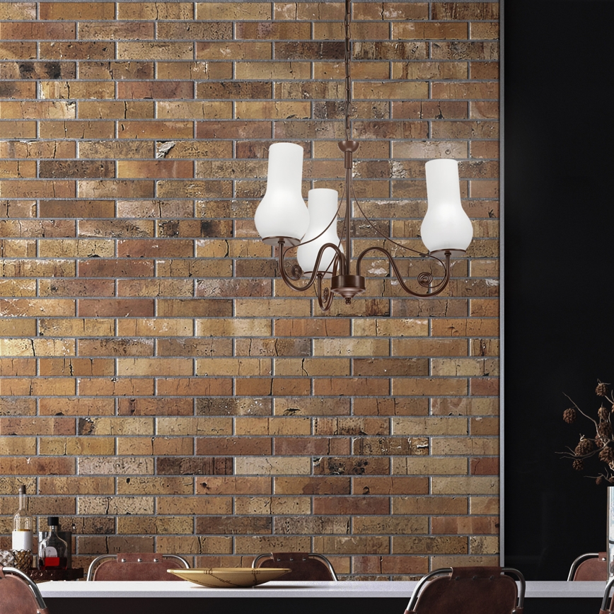 Brilagi - Lustra ar ķēdi COTTAGE 3xE14/40W/230V brūna/balta