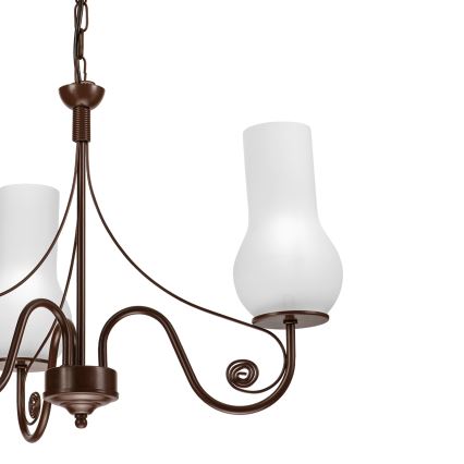 Brilagi - Lustra ar ķēdi COTTAGE 3xE14/40W/230V brūna/balta