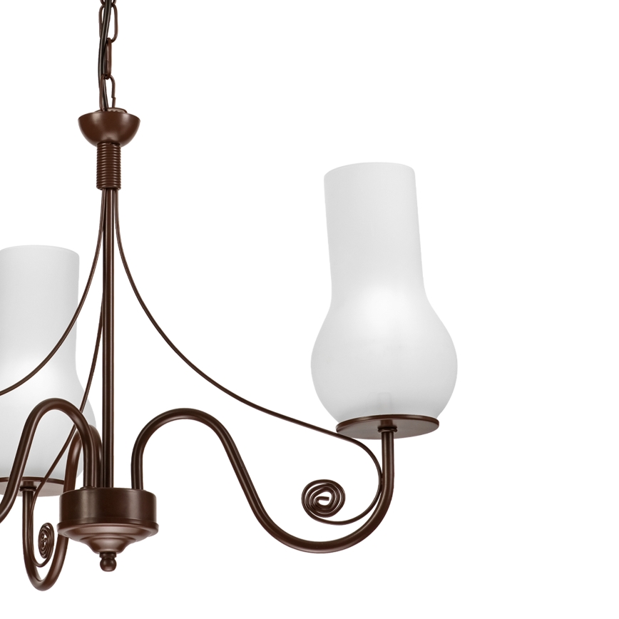 Brilagi - Lustra ar ķēdi COTTAGE 3xE14/40W/230V brūna/balta