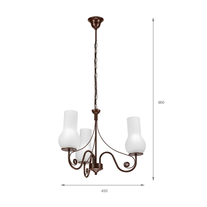 Brilagi - Lustra ar ķēdi COTTAGE 3xE14/40W/230V brūna/balta