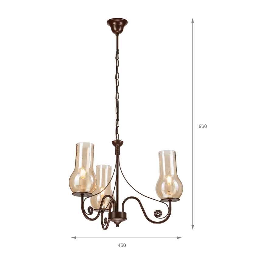 Brilagi - Lustra ar ķēdi COTTAGE 3xE14/40W/230V brūna