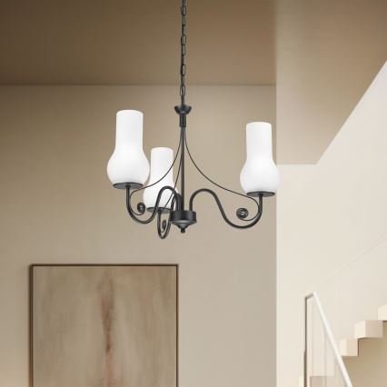Brilagi - Lustra ar ķēdi COTTAGE 3xE14/40W/230V melna/balta