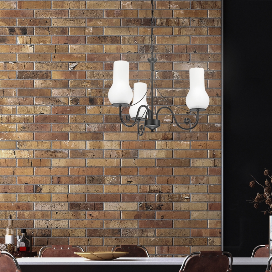 Brilagi - Lustra ar ķēdi COTTAGE 3xE14/40W/230V melna/balta