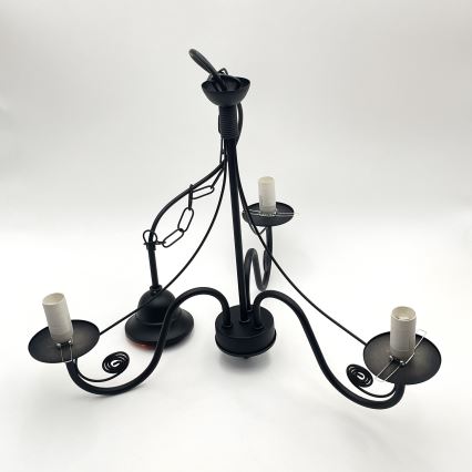 Brilagi - Lustra ar ķēdi COTTAGE 3xE14/40W/230V melna/balta