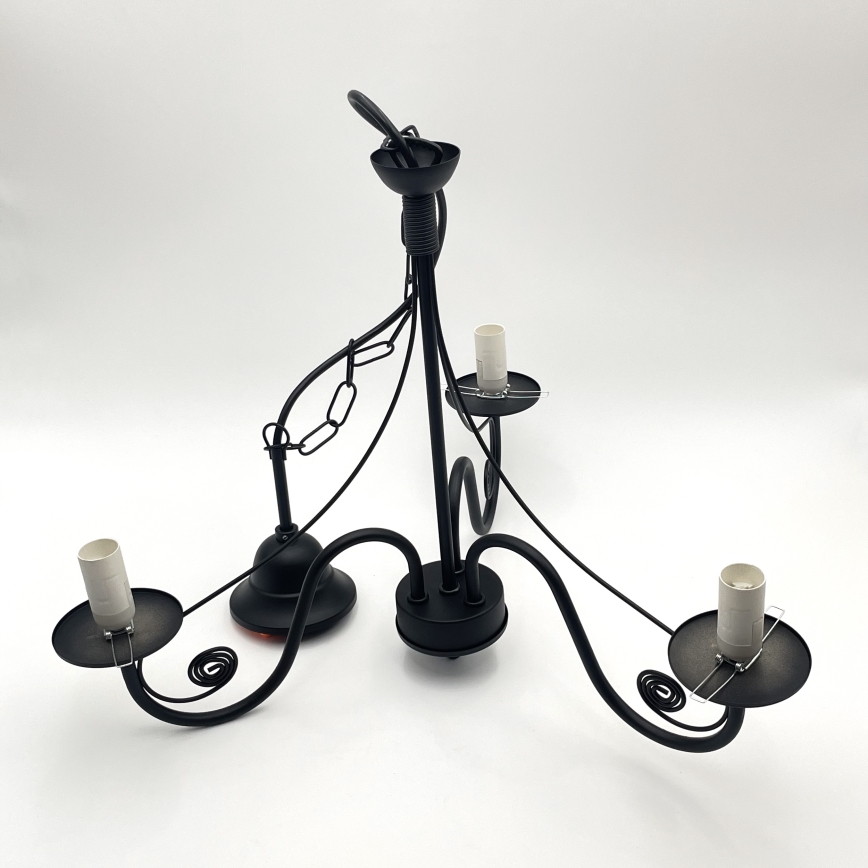 Brilagi - Lustra ar ķēdi COTTAGE 3xE14/40W/230V melna/balta
