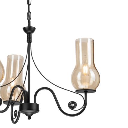 Brilagi - Lustra ar ķēdi COTTAGE 3xE14/40W/230V melna/brūna