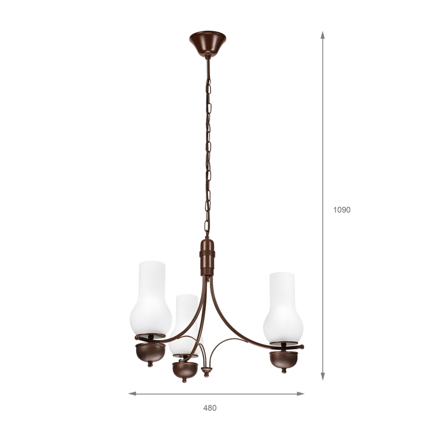 Brilagi - Lustra ar ķēdi COTTAGE 3xE14/40W/230V ozols/balta