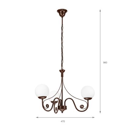 Brilagi - Lustra ar ķēdi COTTAGE 3xG9/40W/230V brūna/balta