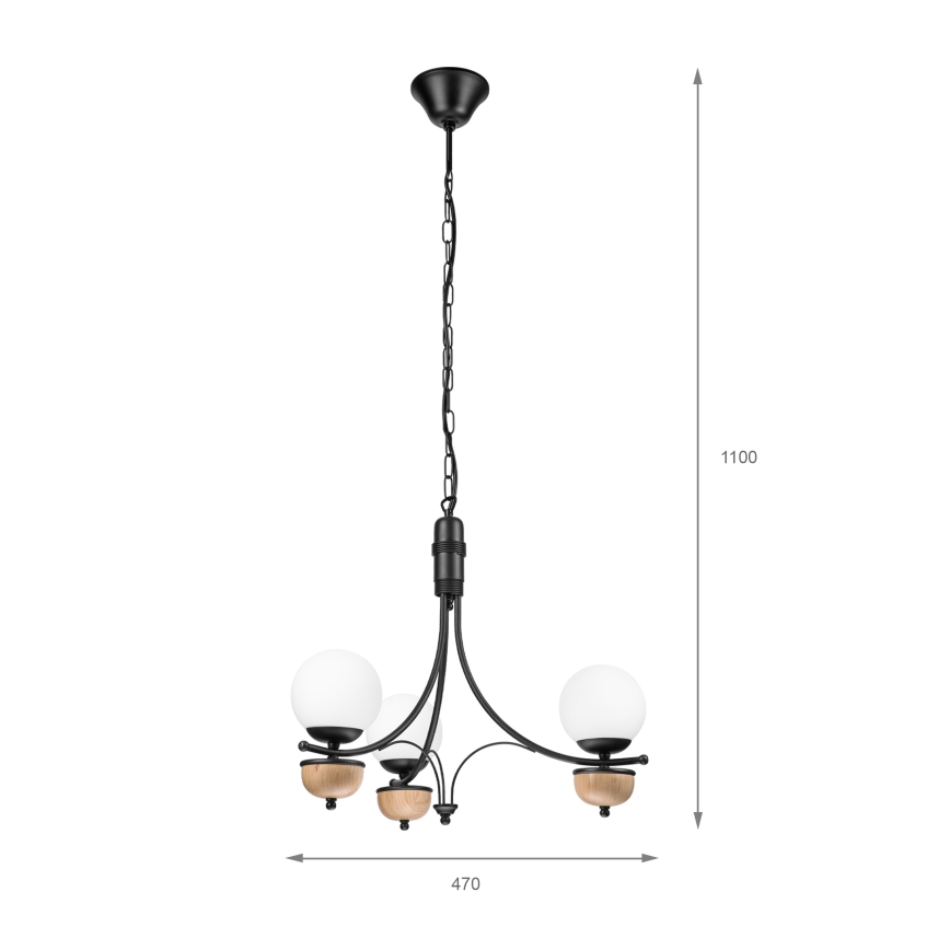 Brilagi - Lustra ar ķēdi COTTAGE 3xG9/40W/230V dižskābardis/balta