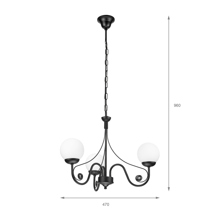 Brilagi - Lustra ar ķēdi COTTAGE 3xG9/40W/230V melna/balta