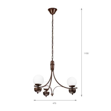 Brilagi - Lustra ar ķēdi COTTAGE 3xG9/40W/230V ozols/balta