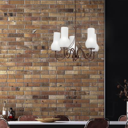 Brilagi - Lustra ar ķēdi COTTAGE 5xE14/40W/230V brūna/balta
