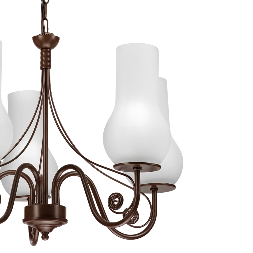 Brilagi - Lustra ar ķēdi COTTAGE 5xE14/40W/230V brūna/balta