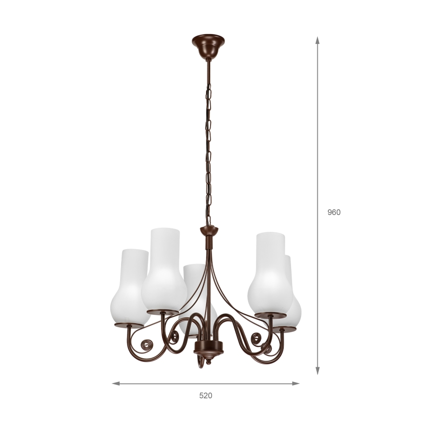Brilagi - Lustra ar ķēdi COTTAGE 5xE14/40W/230V brūna/balta