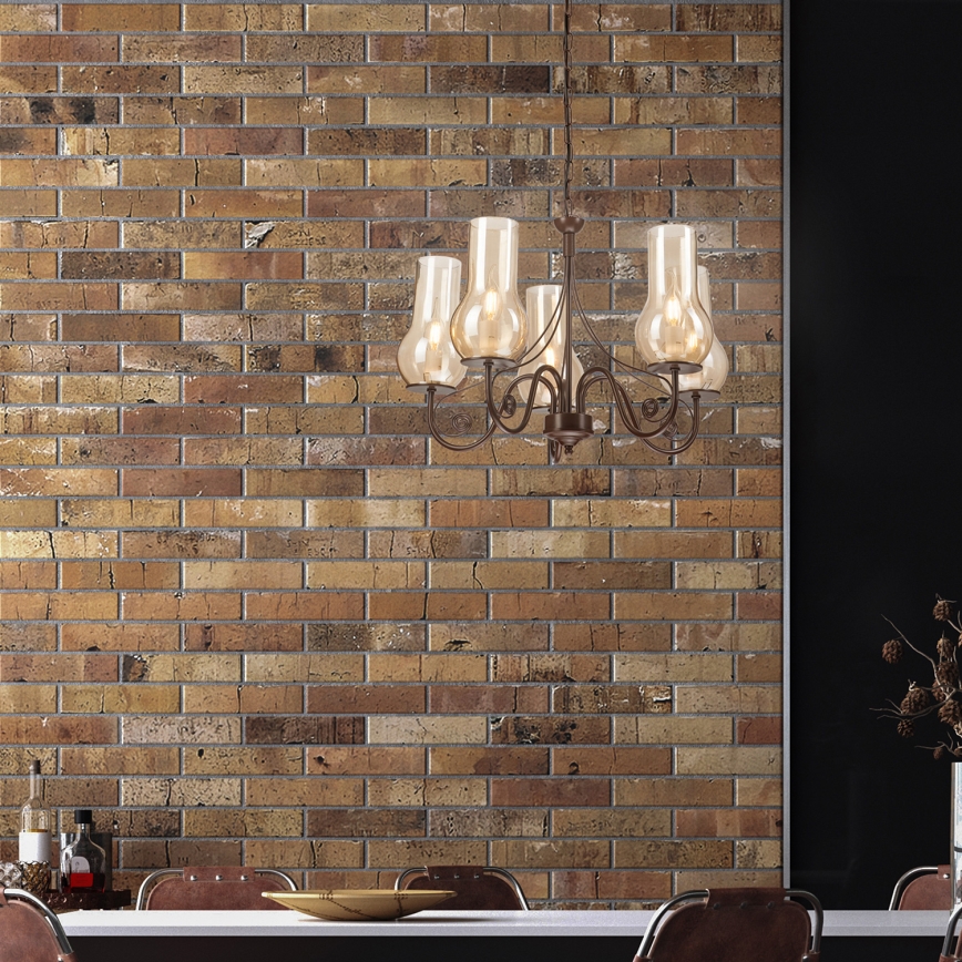 Brilagi - Lustra ar ķēdi COTTAGE 5xE14/40W/230V brūna