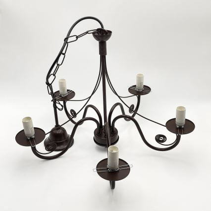 Brilagi - Lustra ar ķēdi COTTAGE 5xE14/40W/230V brūna