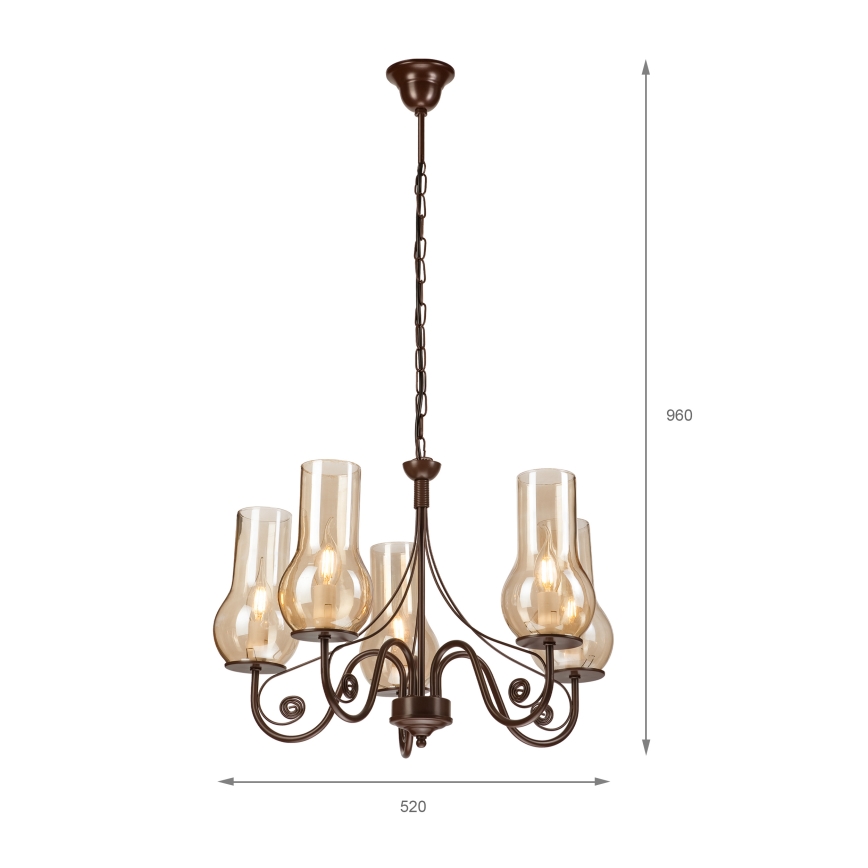 Brilagi - Lustra ar ķēdi COTTAGE 5xE14/40W/230V brūna