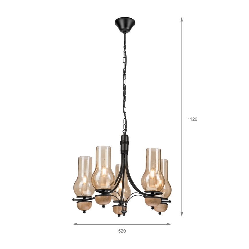 Brilagi - Lustra ar ķēdi COTTAGE 5xE14/40W/230V dižskābardis/brūna