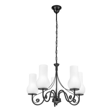 Brilagi - Lustra ar ķēdi COTTAGE 5xE14/40W/230V melna/balta