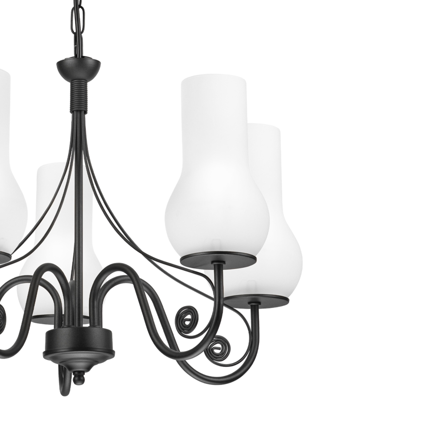 Brilagi - Lustra ar ķēdi COTTAGE 5xE14/40W/230V melna/balta