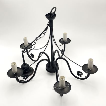 Brilagi - Lustra ar ķēdi COTTAGE 5xE14/40W/230V melna/balta