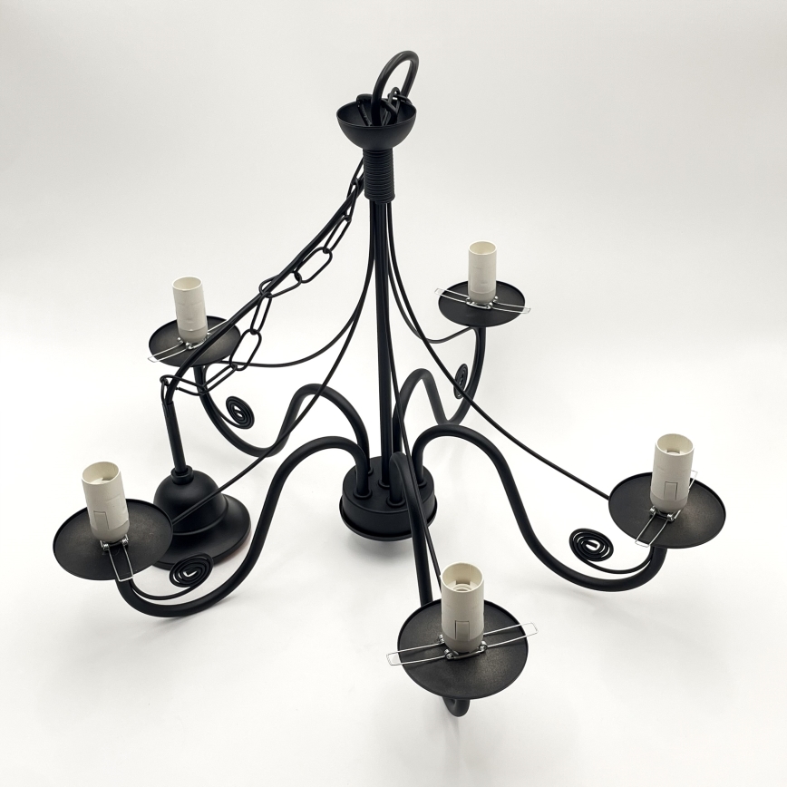 Brilagi - Lustra ar ķēdi COTTAGE 5xE14/40W/230V melna/balta