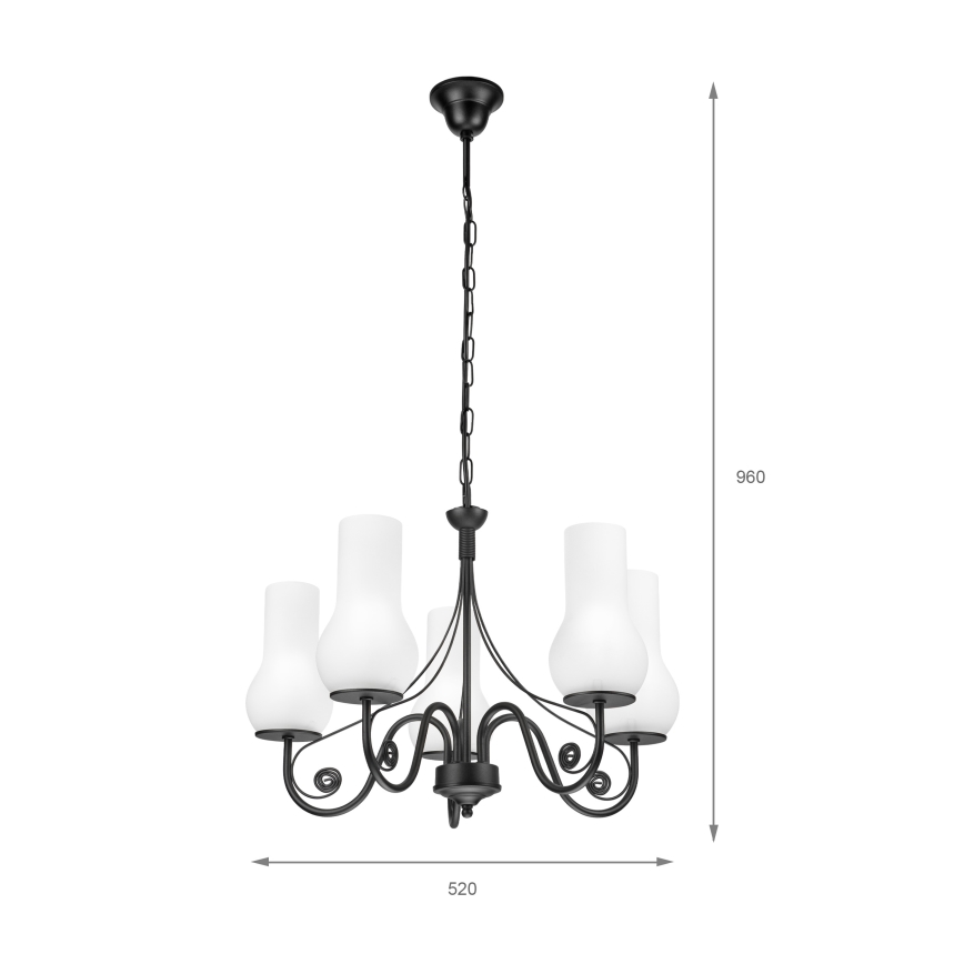 Brilagi - Lustra ar ķēdi COTTAGE 5xE14/40W/230V melna/balta