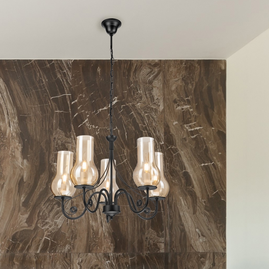 Brilagi - Lustra ar ķēdi COTTAGE 5xE14/40W/230V melna/brūna