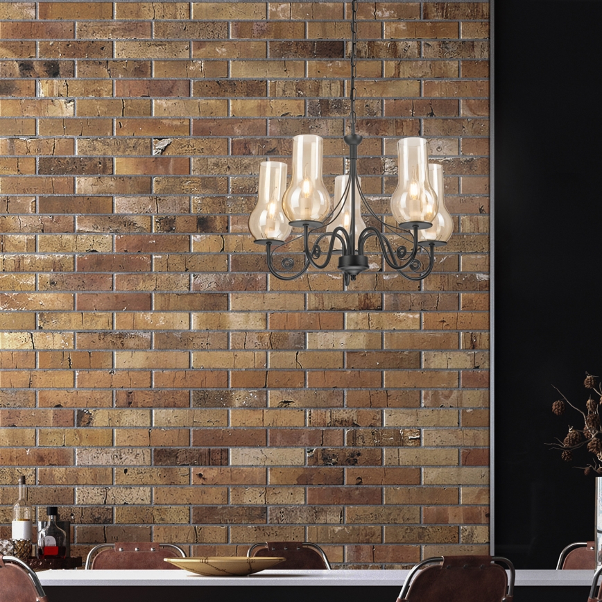 Brilagi - Lustra ar ķēdi COTTAGE 5xE14/40W/230V melna/brūna