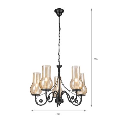 Brilagi - Lustra ar ķēdi COTTAGE 5xE14/40W/230V melna/brūna