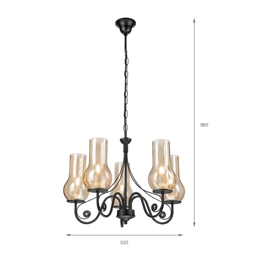Brilagi - Lustra ar ķēdi COTTAGE 5xE14/40W/230V melna/brūna