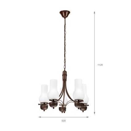 Brilagi - Lustra ar ķēdi COTTAGE 5xE14/40W/230V ozols/balta