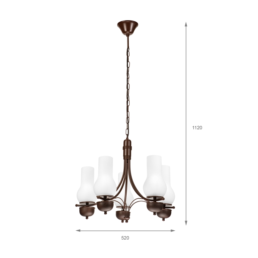 Brilagi - Lustra ar ķēdi COTTAGE 5xE14/40W/230V ozols/balta